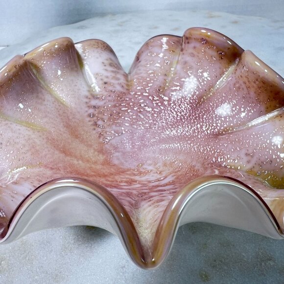 Vtg Murano Genuine Venetian Glass Cased Sommerso Silver Bullicante Aventurine - Picture 3 of 9